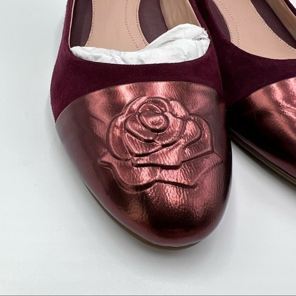 Taryn Rose Womens Size 5 Babe Metallic Suede Leather Wine‎ Plum Fig Pumps Heels - Picture 4 of 14